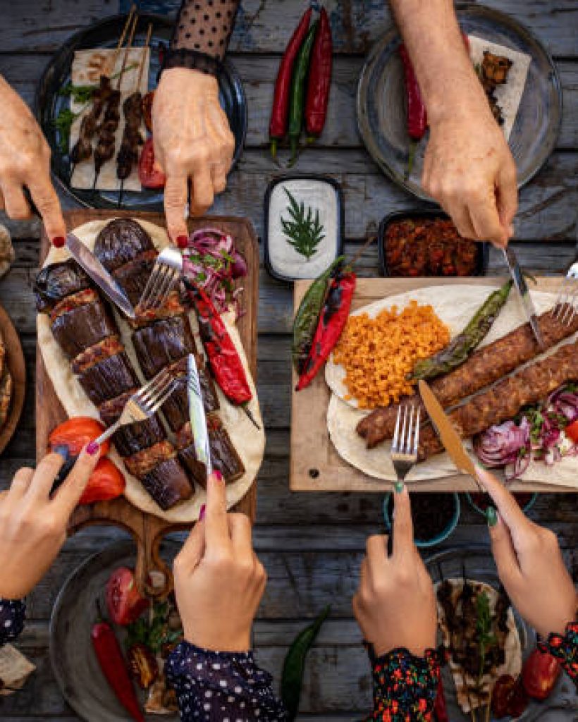 Dining table with family and friends.